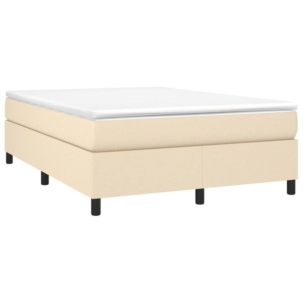 vidaXL Boxspringbett mit Matratze Creme 140x200 cm Stoff