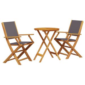 vidaXL 3-tlg. Bistro-Set Anthrazit Stoff und Massivholz