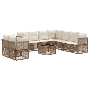 vidaXL Gartensofa-set 10 stk. Beige Poly-Rattan