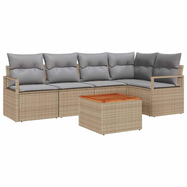 vidaXL Gartensofa-set mit Kissen 6 pcs Beige Poly-Rattan