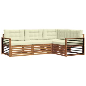 vidaXL Outdoor-Sofagarnitur mit Kissen 4 pcs Natur und Creme