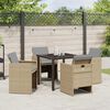 vidaXL Garten Essgruppe mit Kissen 5 pcs Beige Poly-Rattan