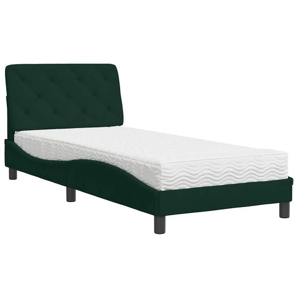 vidaXL Bett mit Matratze Dunkelgr&uuml;n 90x190 cm Samt