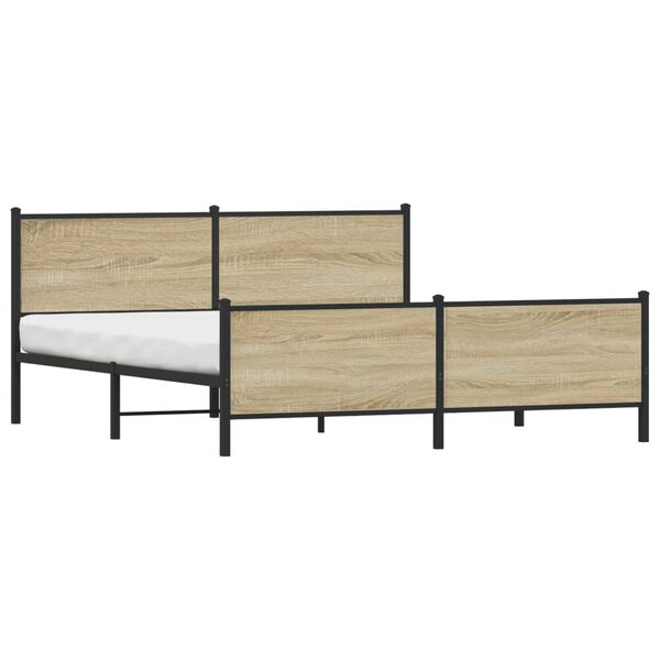 vidaXL Metallbett ohne Matratze Sonoma-Eiche 183x213 cm