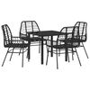 vidaXL Garten Essgruppe 5 pcs Schwarz Poly-Rattan