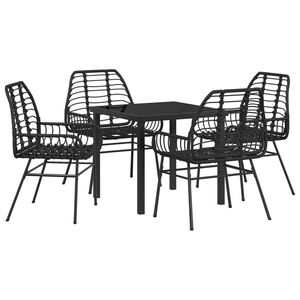 vidaXL Garten Essgruppe 5 pcs Schwarz Poly-Rattan