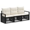vidaXL Gartensofa-set 3 pcs Schwarz Poly-Rattan