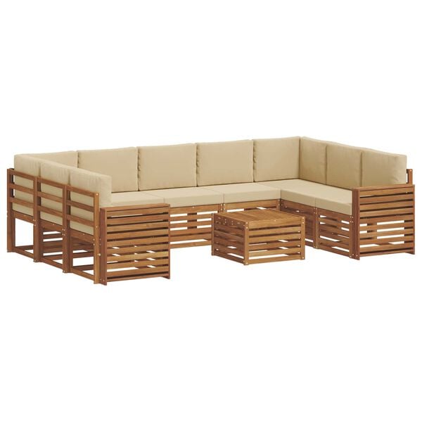 vidaXL Sofagarnituren 10 pcs Natur und Beige Massivholz Akazie