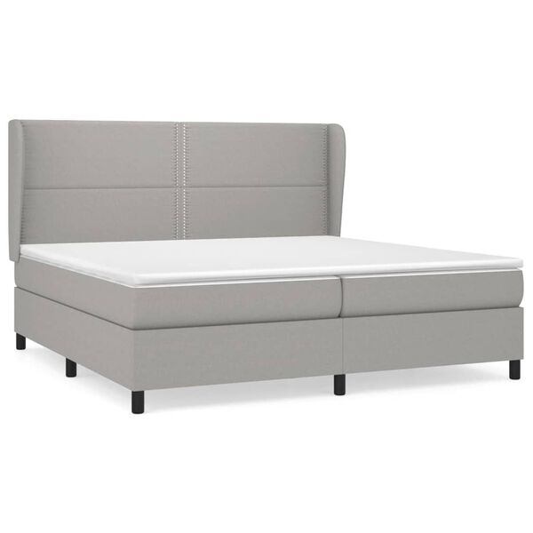 vidaXL Boxspringbett mit Matratze Hellgrau 200x200 cm Stoff