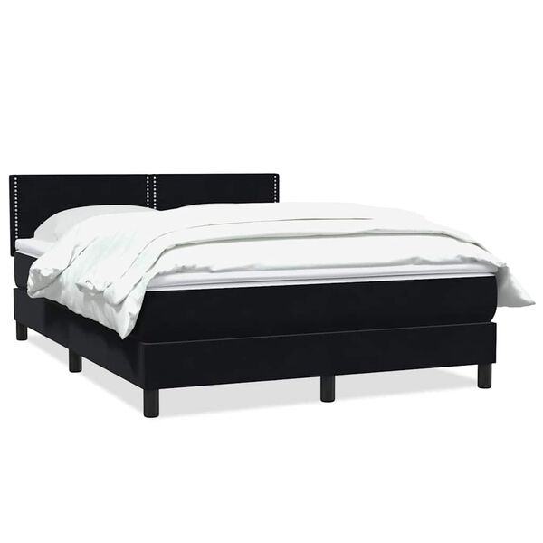 vidaXL Boxspringbett mit Matratze Schwarz 160x220 cm Samt