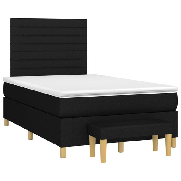 vidaXL Boxspringbett mit Matratze Schwarz 120x200 cm Stoff