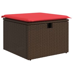 vidaXL Gartenhocker mit Kissen Braun 55x55x37 cm Poly Rattan