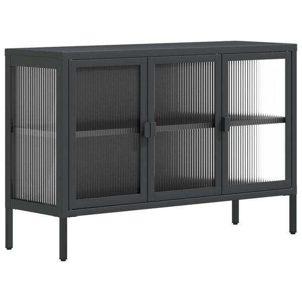 vidaXL Sideboard Schwarz 105x35x70 cm Glas und Stahl