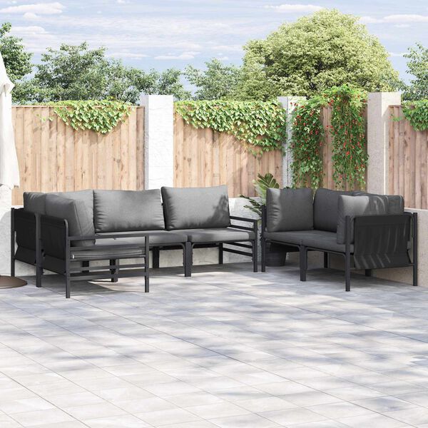 vidaXL Garten-Sofa-Set mit Kissen 6 pcs Anthrazit Stahl