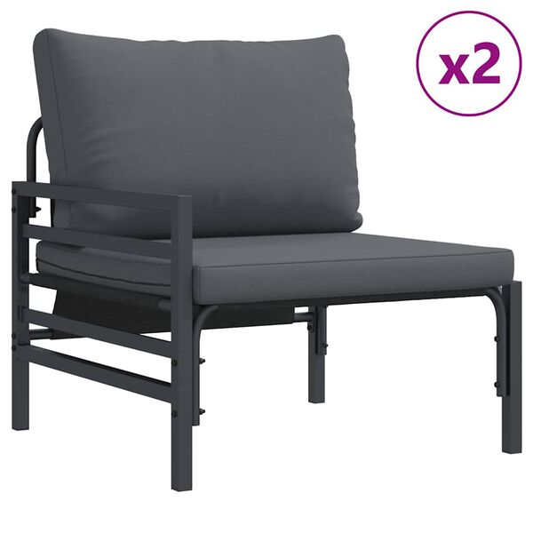 vidaXL Garten-Sofa-Set mit Kissen 8 pcs Anthrazit Stahl