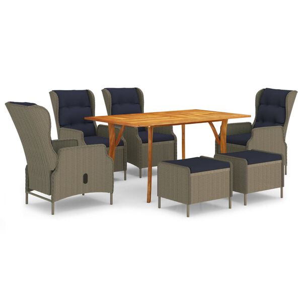 vidaXL 7-tlg. Garten-Essgruppe Braun