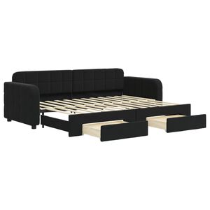 vidaXL Tagesbett Ausziehbar mit Schubladen Schwarz 80x200 cm Samt