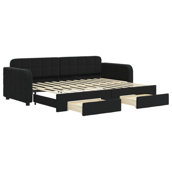 vidaXL Tagesbett Ausziehbar mit Schubladen Schwarz 80x200 cm Samt