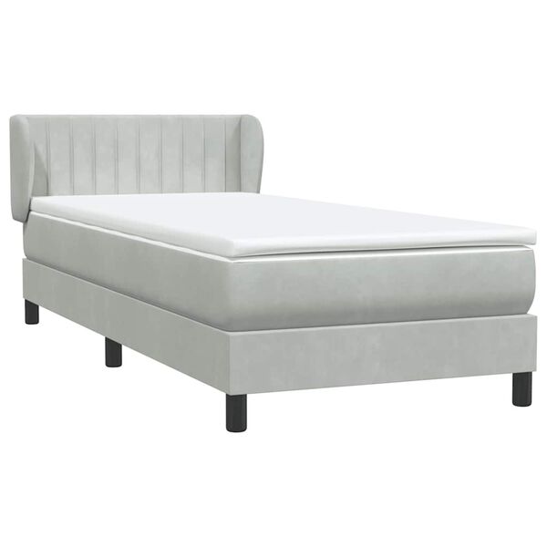 vidaXL Boxspringbett mit Matratze Hellgrau 90x220 cm Samt