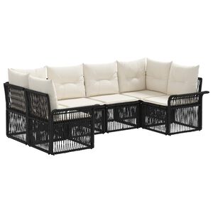 vidaXL Gartensofa-set 6 stk. 6-Sitzanzahl Schwarz Poly-Rattan