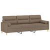 vidaXL 3-Sitzer-Sofa mit Kissen Taupe 210 cm Stoff