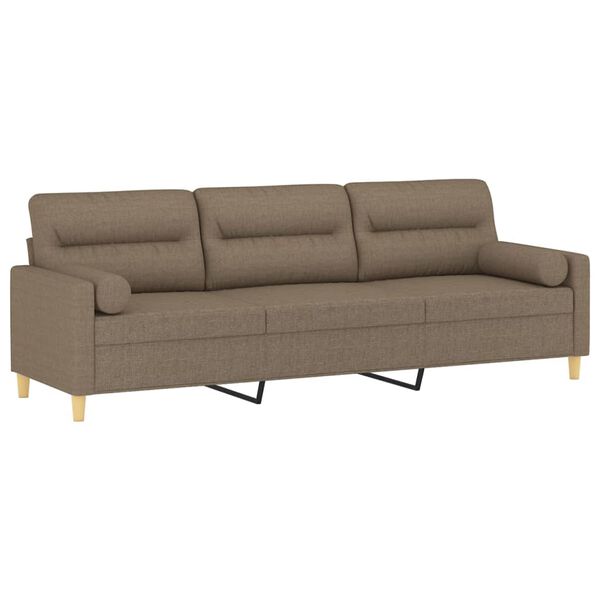 vidaXL 3-Sitzer-Sofa mit Kissen Taupe 210 cm Stoff