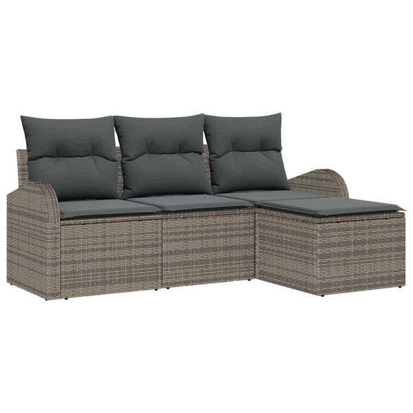 vidaXL Gartensofa-set Grau Poly-Rattan