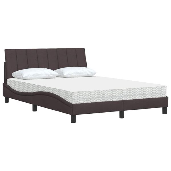 vidaXL Bett mit Matratze "Hanko" Dunkelbraun 140x200 cm Stoff