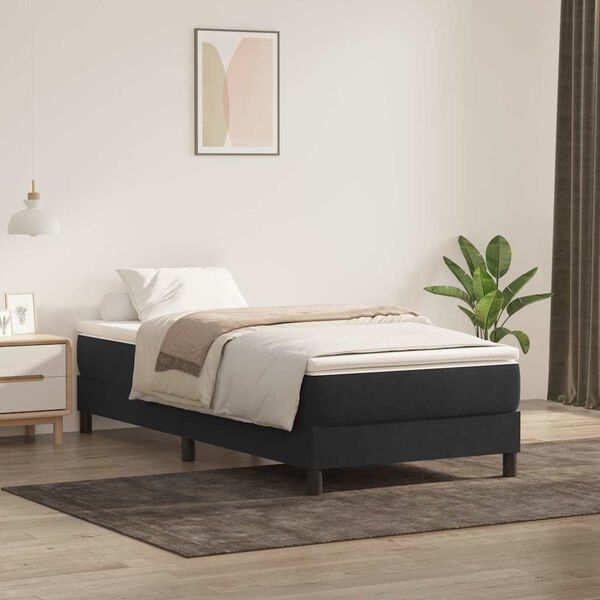 vidaXL Boxspringbett mit Matratze Schwarz 90x210 cm Samt