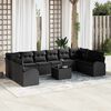 vidaXL Sofa Set mit Kissen 11 pcs Schwarz Polyrattan
