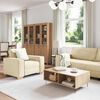 vidaXL Sofa 3 pcs Creme Leinenmischgewebe