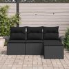 vidaXL Garten-Sofa-Set mit Kissen 4 pcs Schwarz Poly Rattan