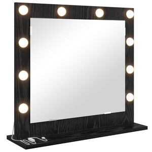 vidaXL Waschtischspiegel Schwarz Eichen-Optik 60 x 55 x 18 cm