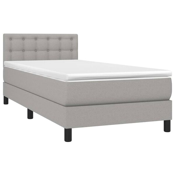 vidaXL Boxspringbett mit Matratze Hellgrau 100x200 cm Stoff