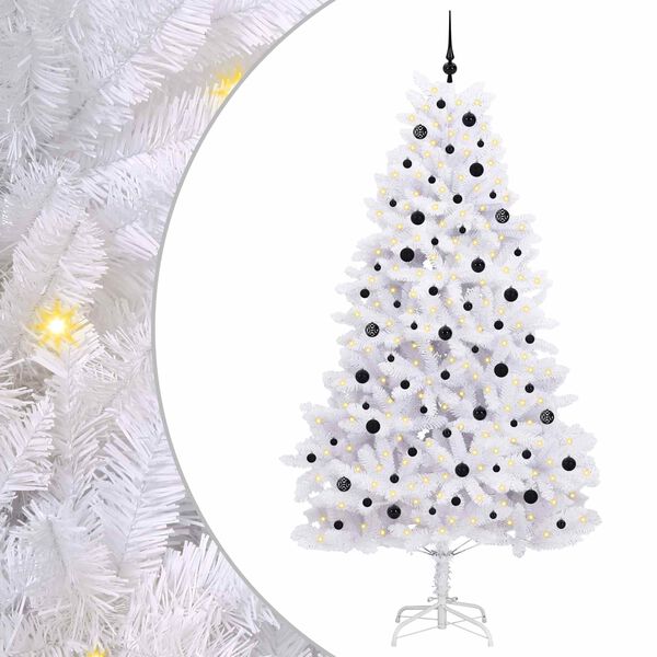 vidaXL K&uuml;nstlicher klappbarer Weihnachtsbaum Wei&szlig; 240 cm PVC und Stahl