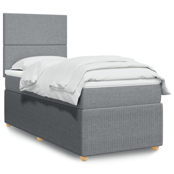 vidaXL Boxspringbett mit Matratze Hellgrau 80x200 cm Stoff