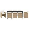 vidaXL Garten Essgruppe mit Kissen 9 pcs Beige Poly-Rattan