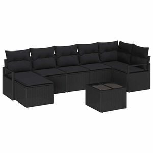 vidaXL Sofa Set mit Kissen mit Speicher 8 pcs Schwarz Poly-Rattan