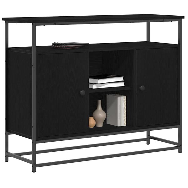 vidaXL Sideboard Schwarz Eichen-Optik 100 x 35 x 80 cm Holzwerkstoff