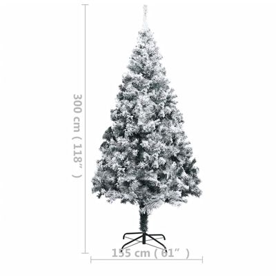 vidaXL Künstlicher Weihnachtsbaum mit Beleuchtung & Schnee Grün 300 cm