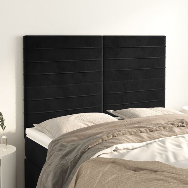 vidaXL Kopfteil Schwarz 144x5x118/128 cm Samt