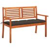 vidaXL 2-Sitzer-Gartenbank mit Auflage 120 cm Massivholz Eukalyptus