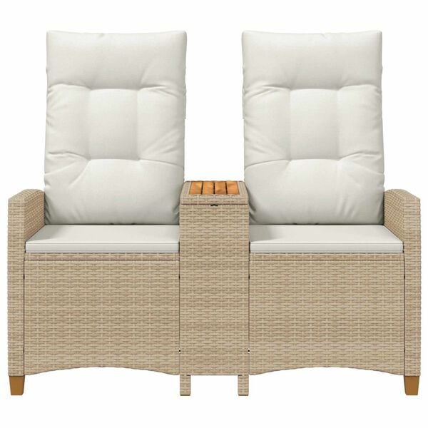vidaXL Liegebank mit Tisch Beige und Cremewei&szlig; 126 x 65 x 112 cm