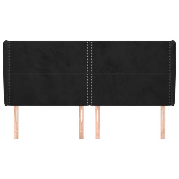 vidaXL Kopfteil mit Ohren Schwarz 163x23x118/128 cm Samt