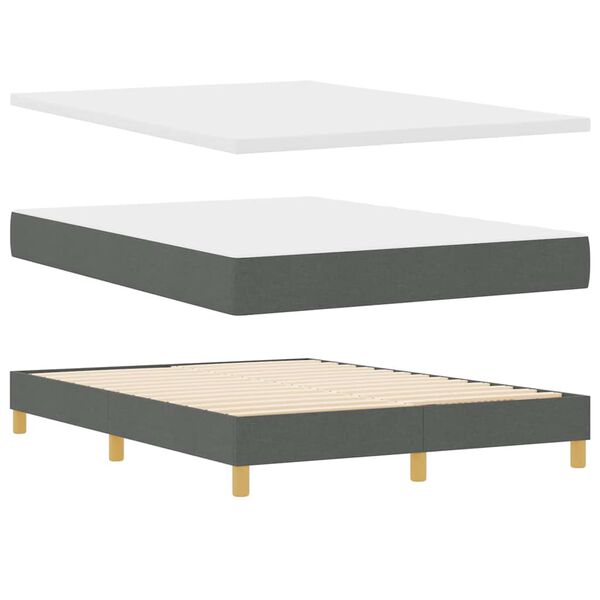 vidaXL Boxspringbett mit Matratze Dunkelgrau 190 x 140 cm Stoff