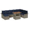vidaXL Garten-Sofa-Set mit Kissen 9 pcs Grau und Marineblau