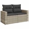 vidaXL 10-tlg. Garten-Sofagarnitur mit Kissen Hellgrau Poly Rattan