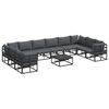 vidaXL Garten-Sofa-Set mit Kissen 11 pcs Schwarz Aluminium