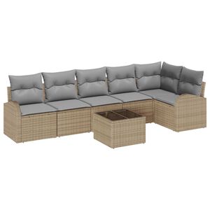vidaXL Gartensofa-set mit Kissen 7 pcs Beige und hellgrau Poly-Rattan