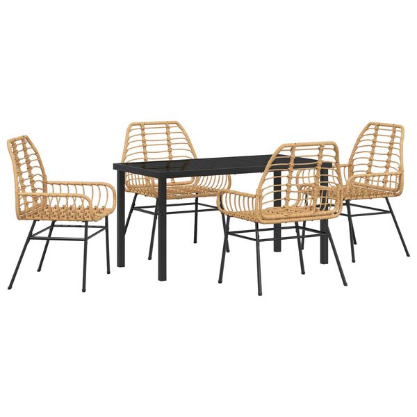 vidaXL Garten Essgruppe 5 pcs Braun Poly-Rattan